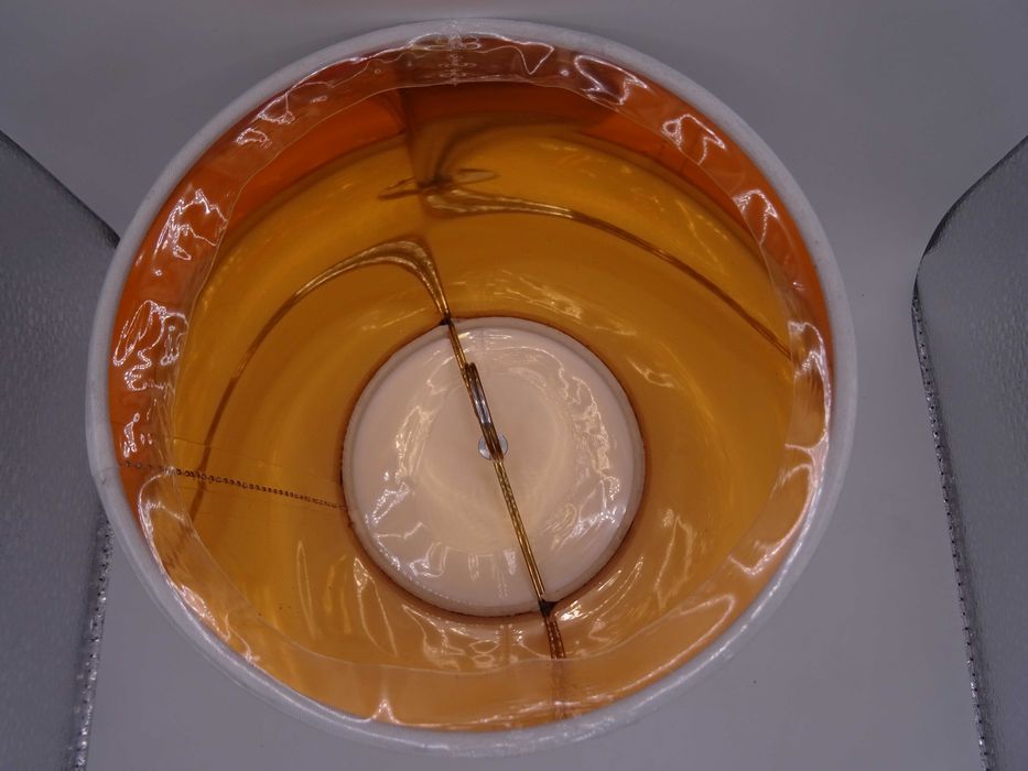 Światło Stołowe Biały Wystrój Mały Abażur Baryłkowy Tkanina Lniana