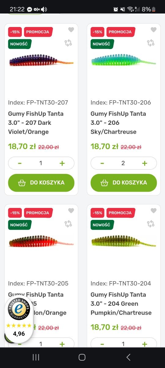 Przynety spiningowe okoń/ szczupak / kleń / pstrąg