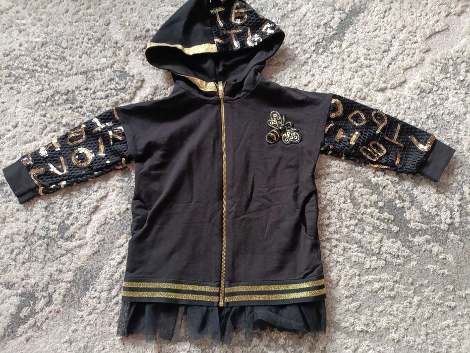 Bluza tunika dziecięca dla dziewczynki  98/104 3-4 lata cekiny falbana