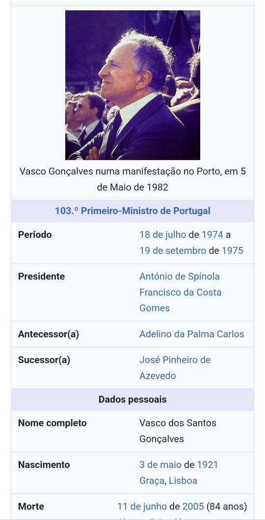 Copo Antigo de Vasco Gonçalves * Membro do Partido Comunista Português