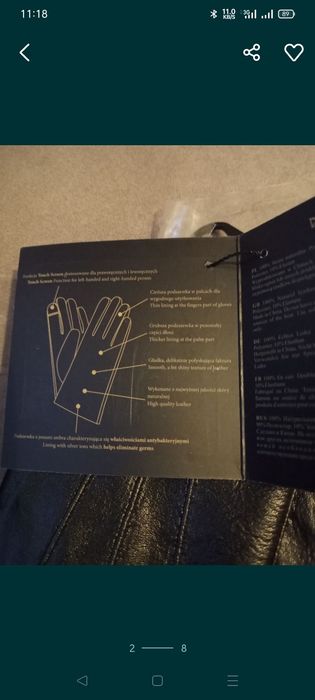 Rękawiczki skórzane Damskie antybakteryjne Semi line Jony srebra 7.5