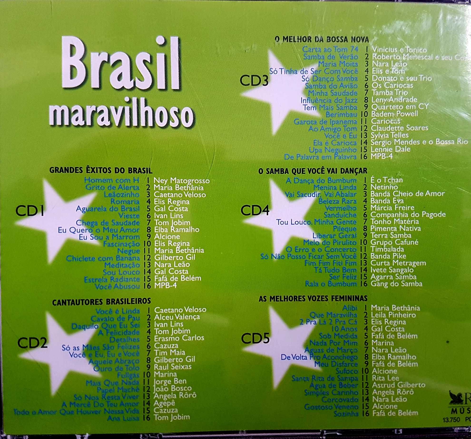 Colecção 5CDs novos música brasileira "Brasil Maravilhoso" 80 êxitos