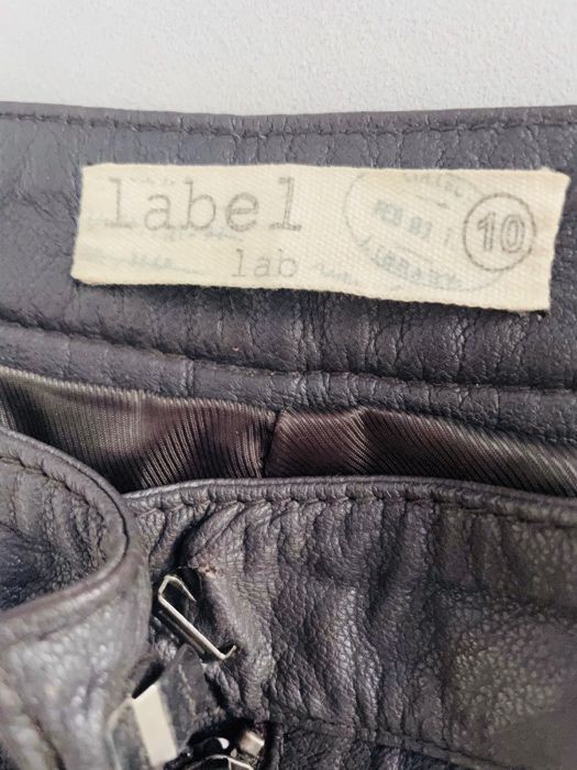 Unikatowe spodnie skórzane bikery Label Lab szare rozmiar 38 - 40