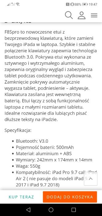 Etui z klawiaturą podświetlana do Ipada Pro 9.7 i Ipada Air 2 nowa