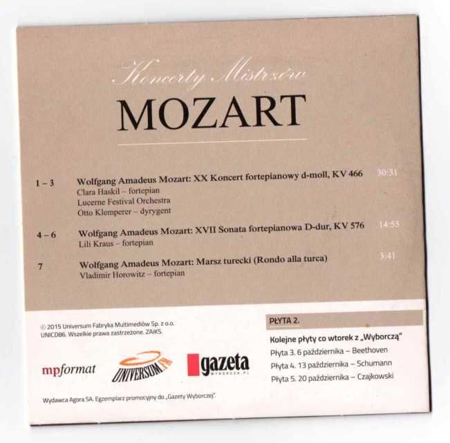 Koncerty Mistrzów - Mozart płyta CD