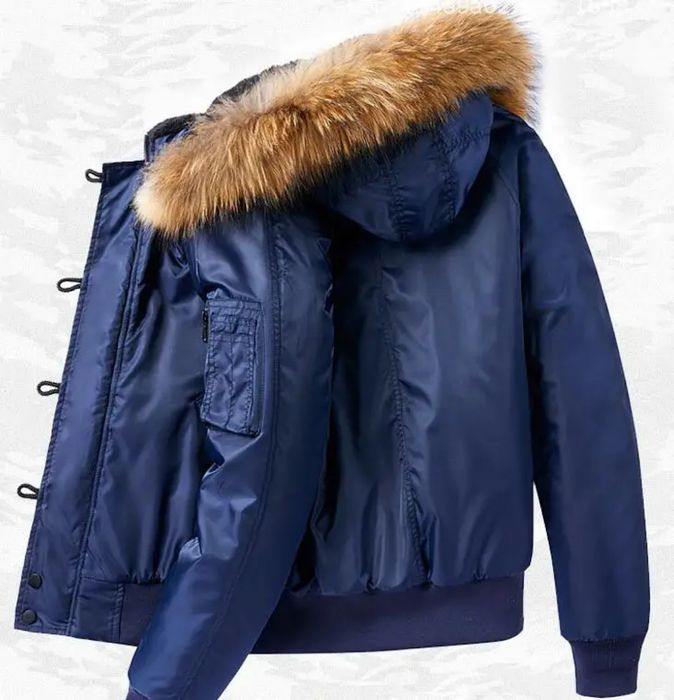 Куртка Аляска, парка короткая с капюшоном и натуральным мехом