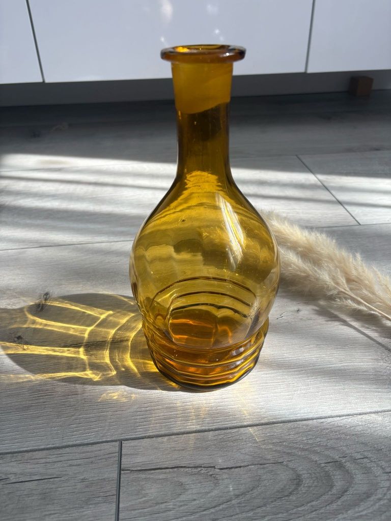 Bursztynowy miodowy szklany wazon karafka art deco vintage antico Krk
