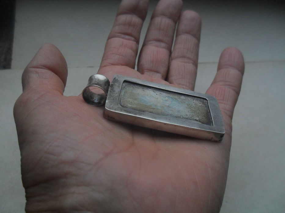 Srebrny duży wisior - mozaika z bursztynu - 21 gr - cena ost