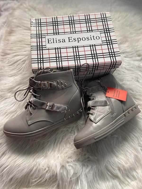 Nowe szare buty sneakersy z ćwiekami Elisa Esposito rozmiar 39