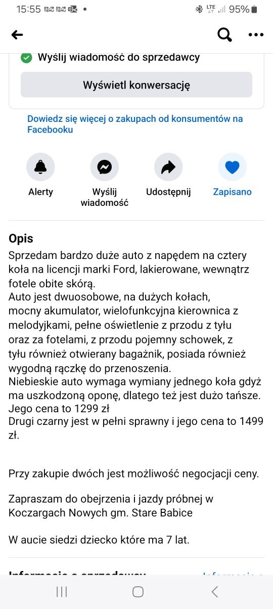 Sprzedam Duże auto na baterie