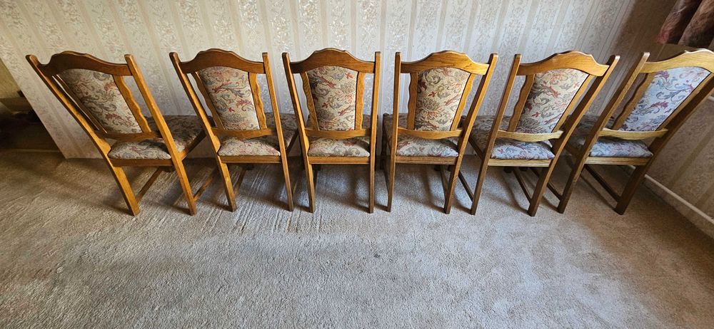 Stół dębowy rozkładany + 6 krzesel