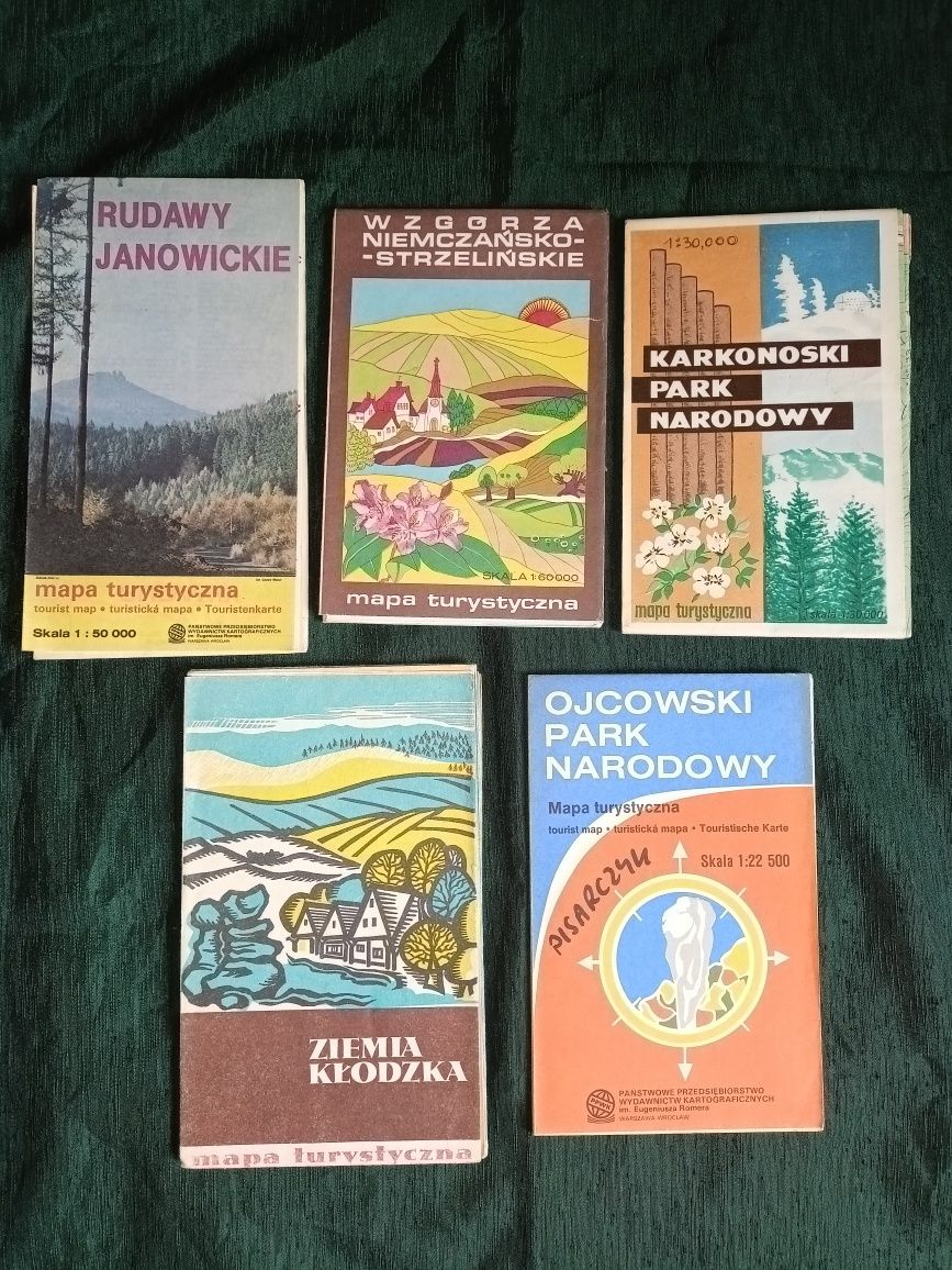 Stare Mapy Turystyczne Polski Zestaw 5-ciu map
