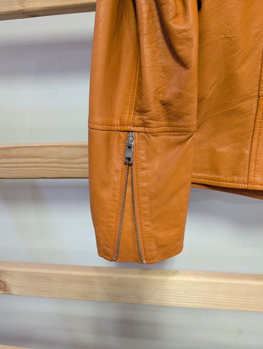 44 kurtka ramoneska skóra naturalna pomarańczowa skóra jagnięca