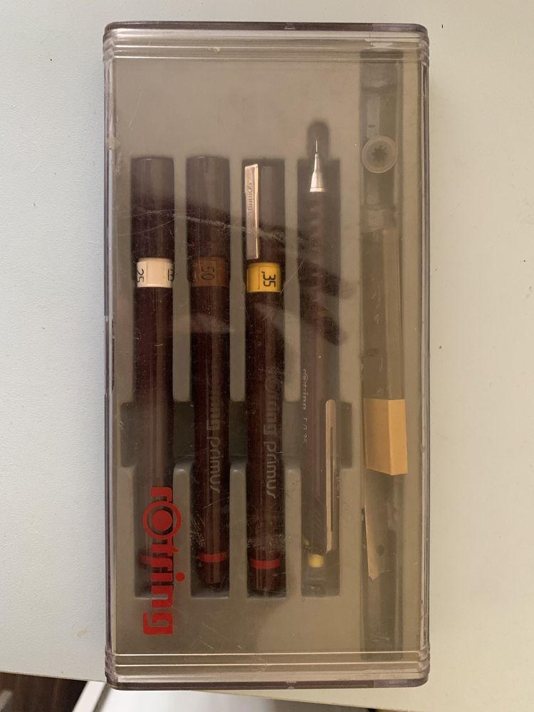 zestaw rapitografow rotring pisaki kreslarskie