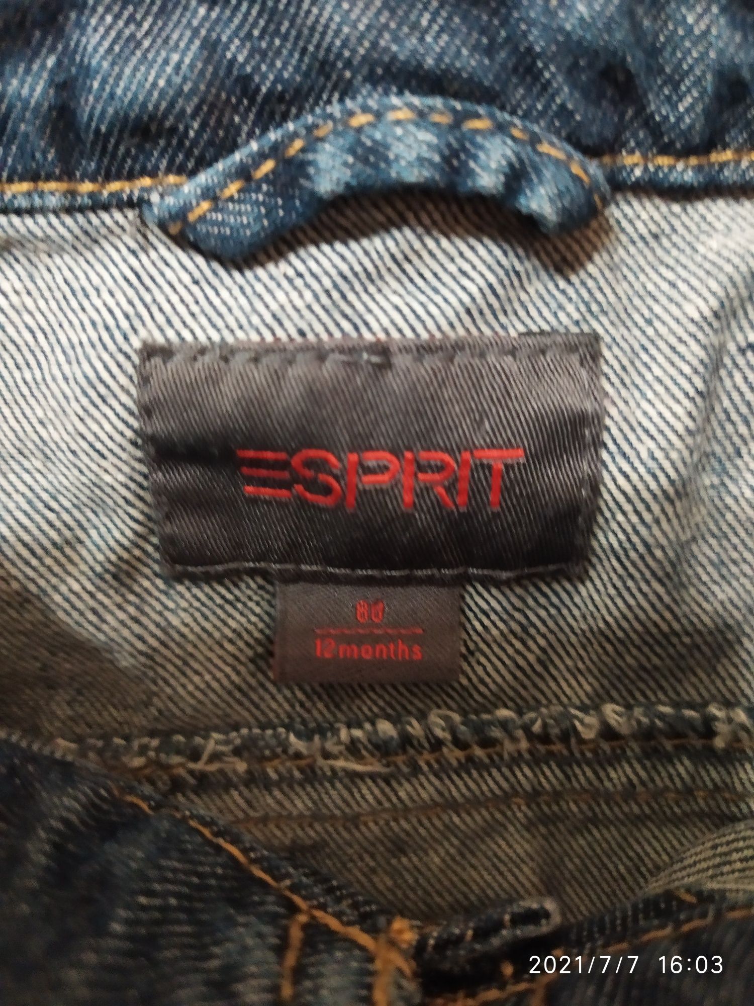 Модная джинсовая куртка, ветровка ESPRIT на рост 80 см