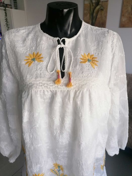 Sukienka boho folk hafty koronki