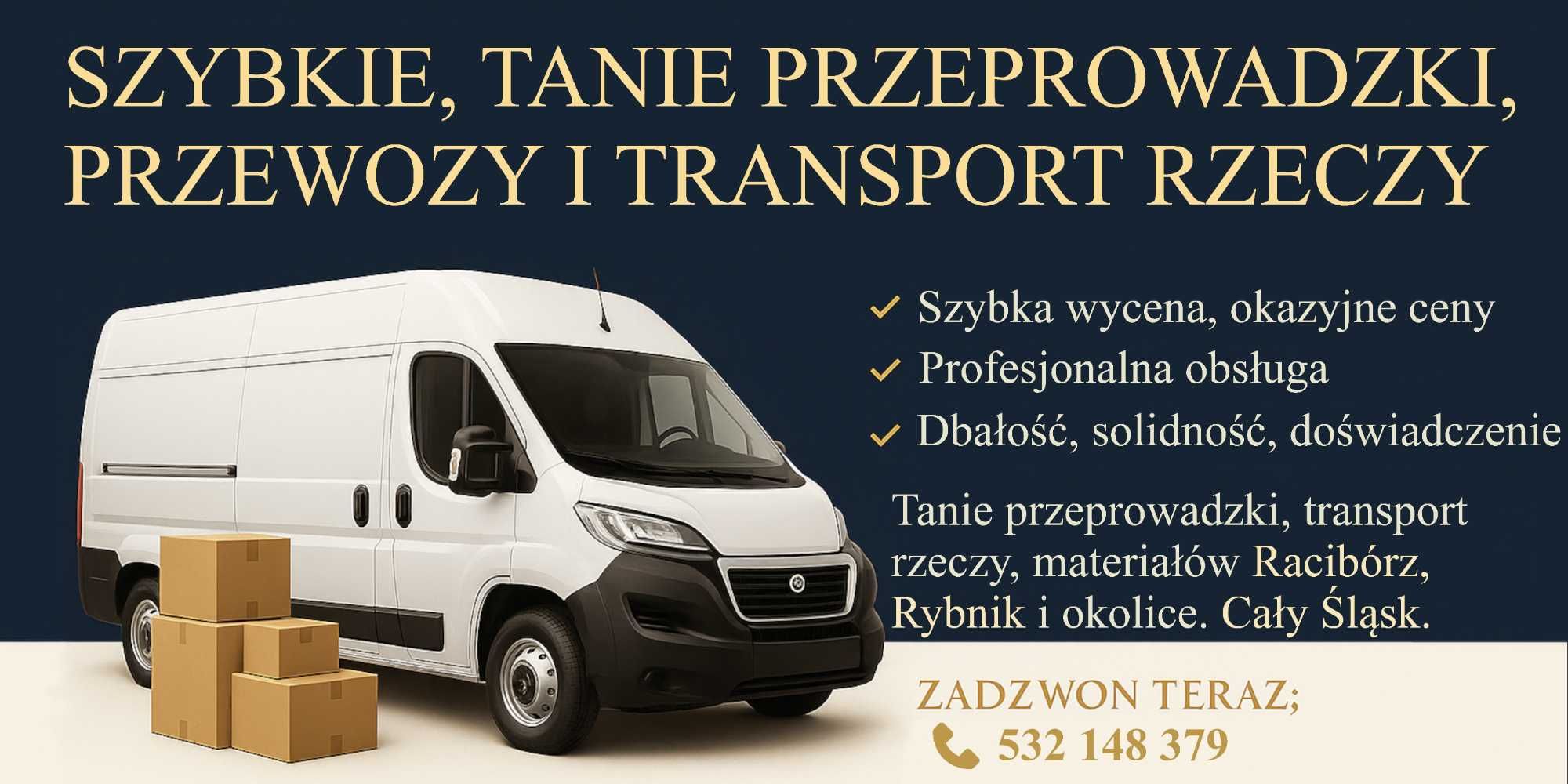 Racibórz, Rybnik, RydułtowyTransport przeprowadzki mebli wywozy rzeczy