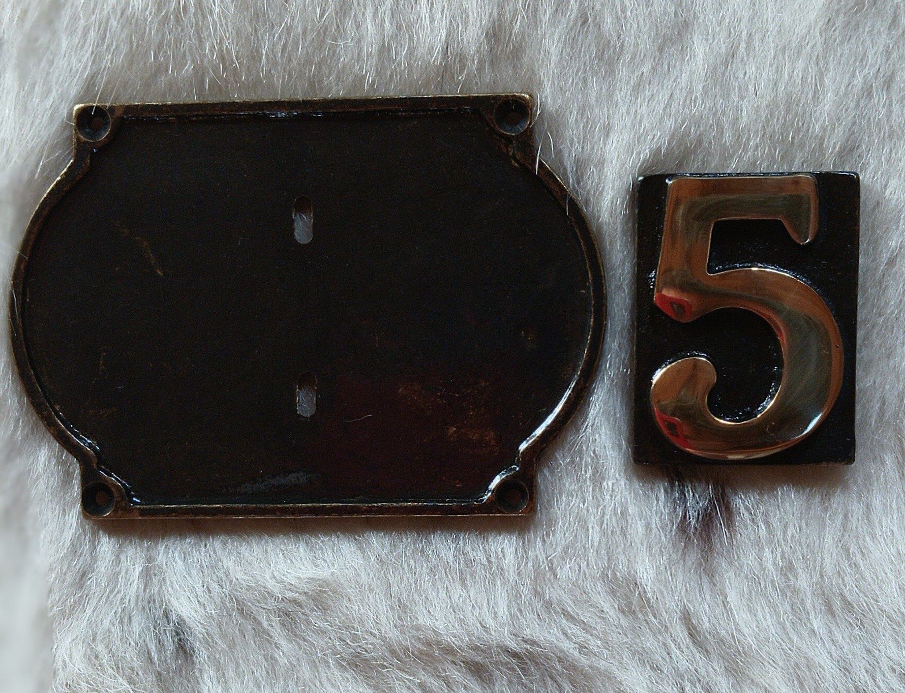 Placa número de porta dupla , estilo rústico , bronze/ dourado