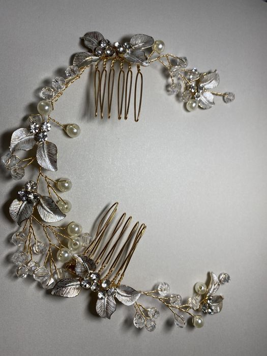 NOWA ozdoba ślubna do włosów złota