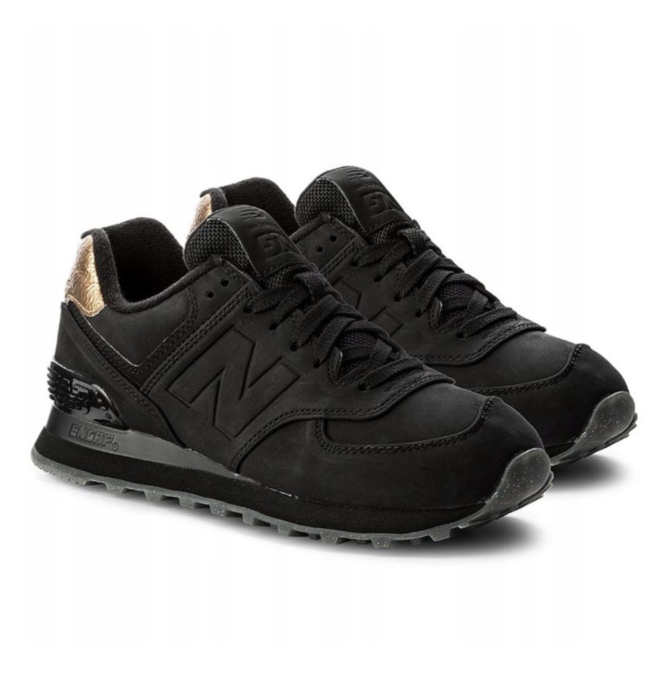 Кросівки new balance 574 wl574mtc, черні з золотом
