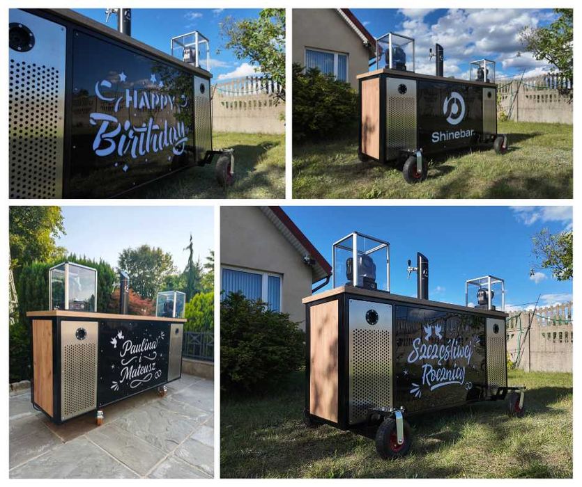 Mobilny bar imprezowy – Shinebar, nagłośnienie, światła, nalewak, dym