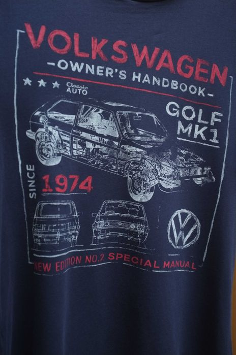 granatowy T-shirt koszulka Volkswagen Official Golf MK1 Classic Auto S
