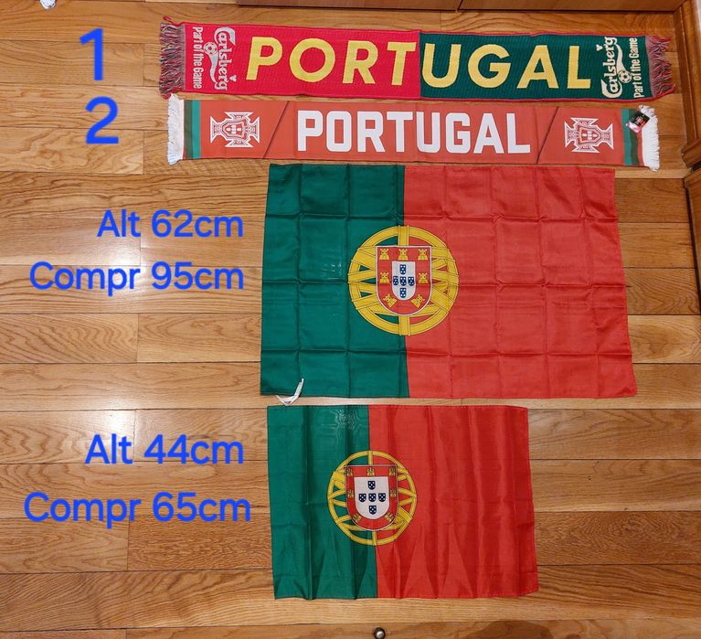 Cachecóis, bandeiras e camisolas de Portugal