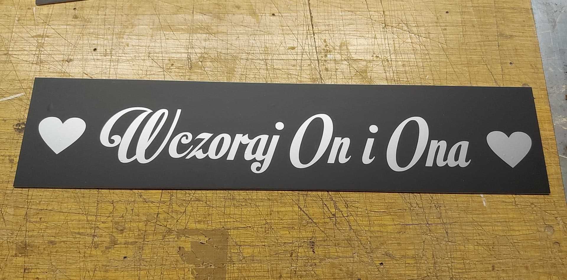 Tablice auta Wczoraj On i Ona Dzisiaj Mąż i Żona wodoodporne 2 sztuki