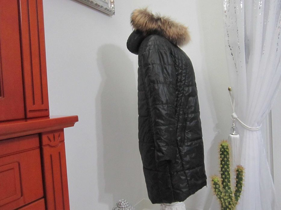 Fratelli płaszcz kurtka z futrem  naturalnym lisa jak nowa L-XL