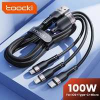 USB кабель Toocki 3 в 1 100W 6A