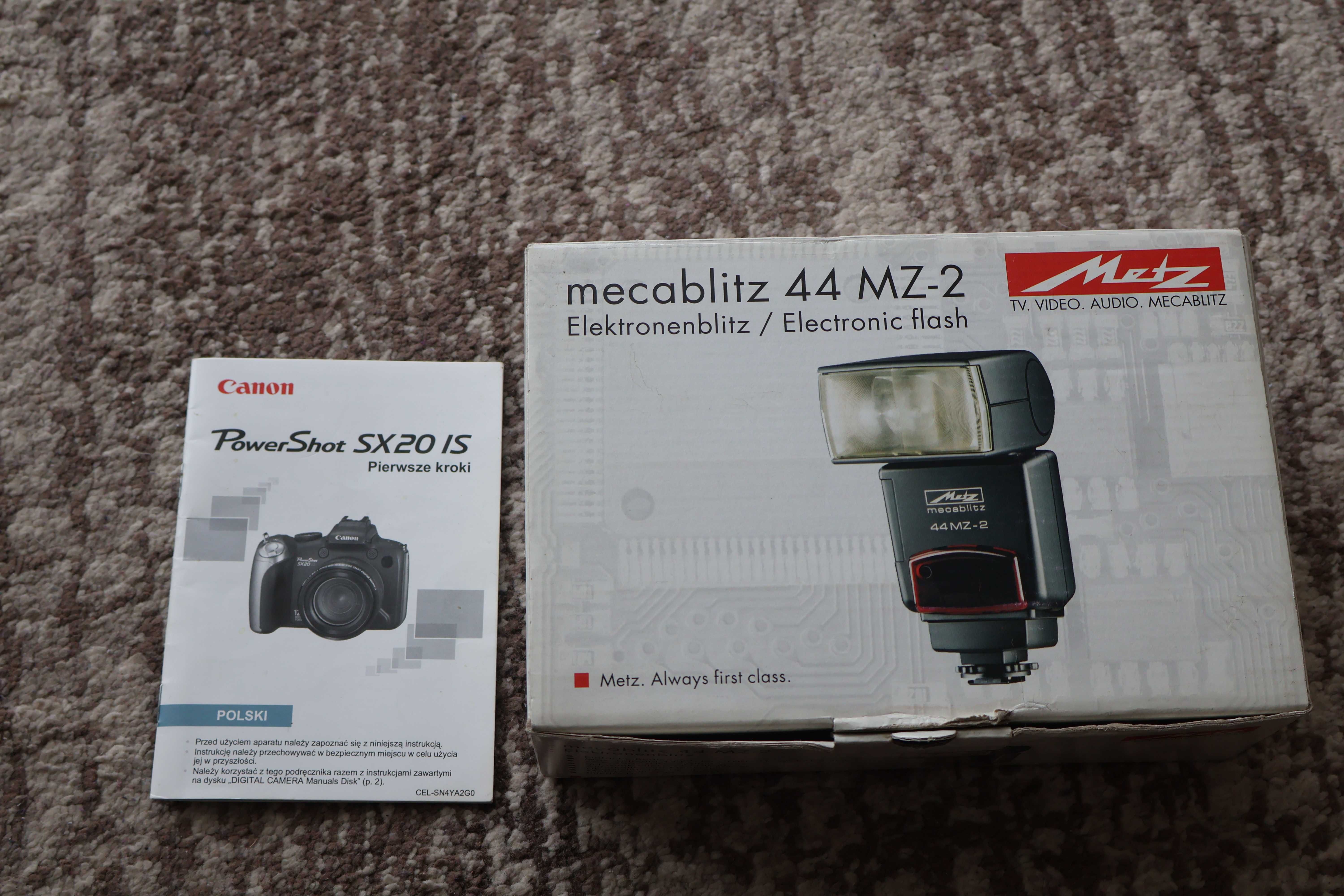 Canon PowerShot SX20 IS +  lampa  Metz mecablitz 44 MZ-2