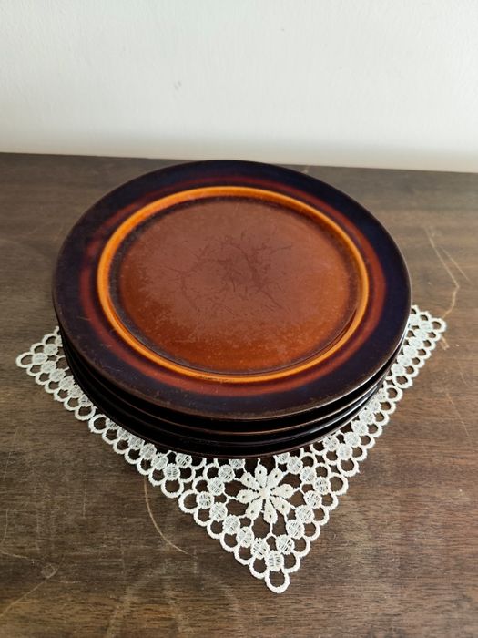Zestaw 4 talerzy obiadowych z porcelitu Pruszków. Retro PRL Vintage