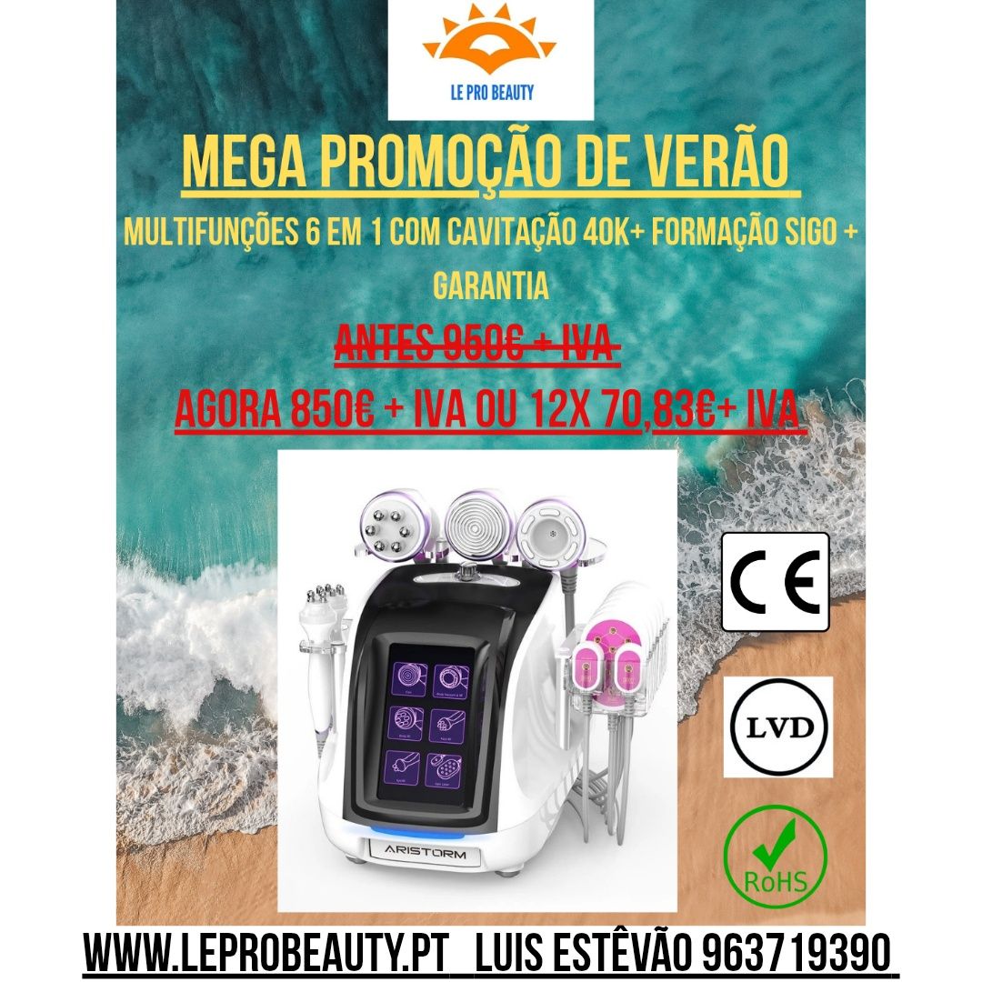 Multifunções 6 em 1: Radiofrequência, Cavitação 40k, Vácuo, Lipolaser