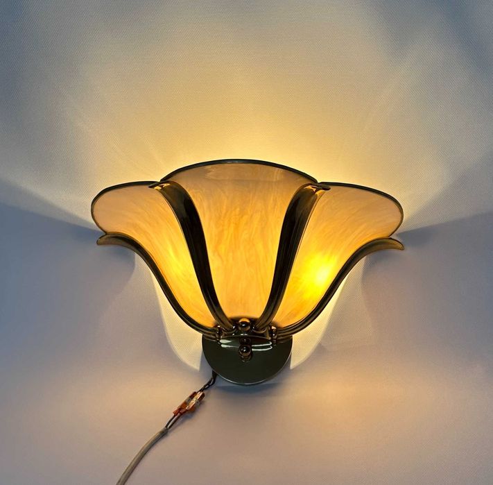 Vintage duży kinkiet Art Nouveau, Lotus Lamp