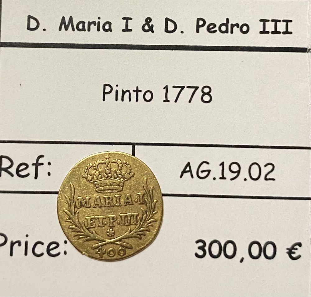 Moeda de ouro D.MARIA I & D. PEDRO III PINTO 1778
