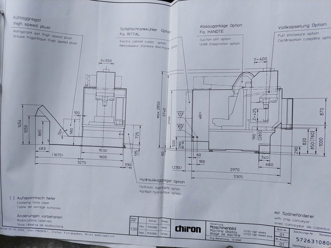 Frezarka CNC CHIRON FZ15S IV oś Sinumerik