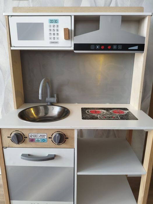 Drewniana Kuchnia dla dzieci Kinderplay zlew okap dźwięk