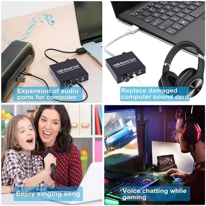 Tendak Zewnętrzna karta dźwiękowa USB stereo do PS5,PC,laptopów (155b)