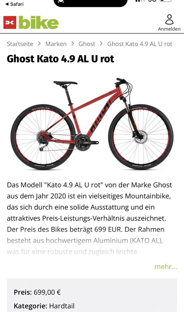 Bicicleta nova Ghost kato 4.9 29”