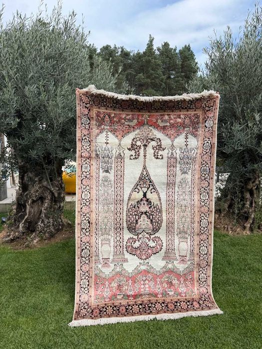 Cudowny Jedwabny r.tkany dywan perski GHOUM / GHOM 205x120 gal. 22 tyś