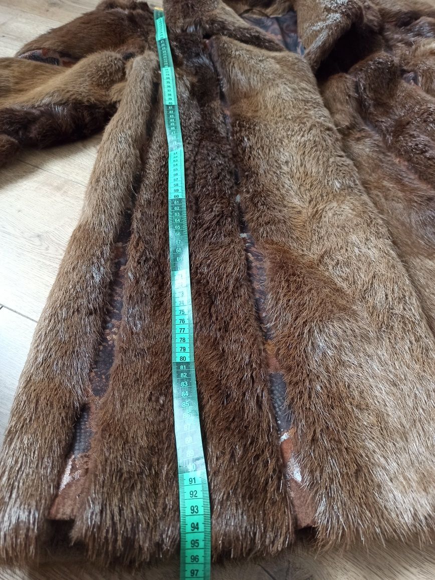 Naturalne futro L XL Muskrat natural Fur vintage skóra wstawki 40/42