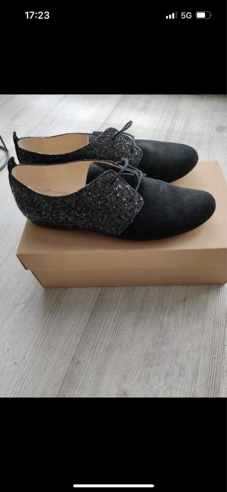 Buty Glamoursy rozmiar 39 czarne z brokatem