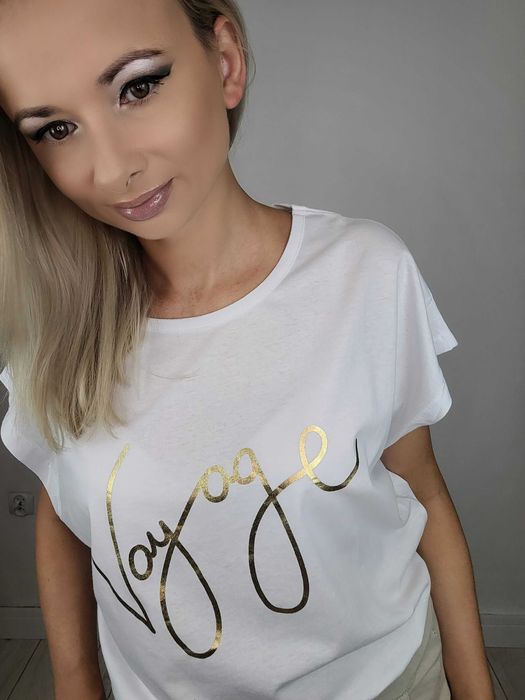 T-shirt koszulka ze złotym zdobieniem damska roz. 2XL-4XL DUŻO WZORÓW