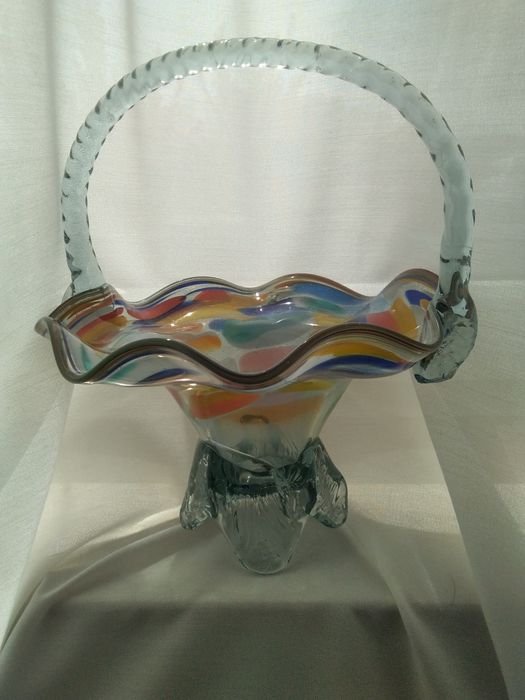 Koszyczek PRL-u szkło kolorowe