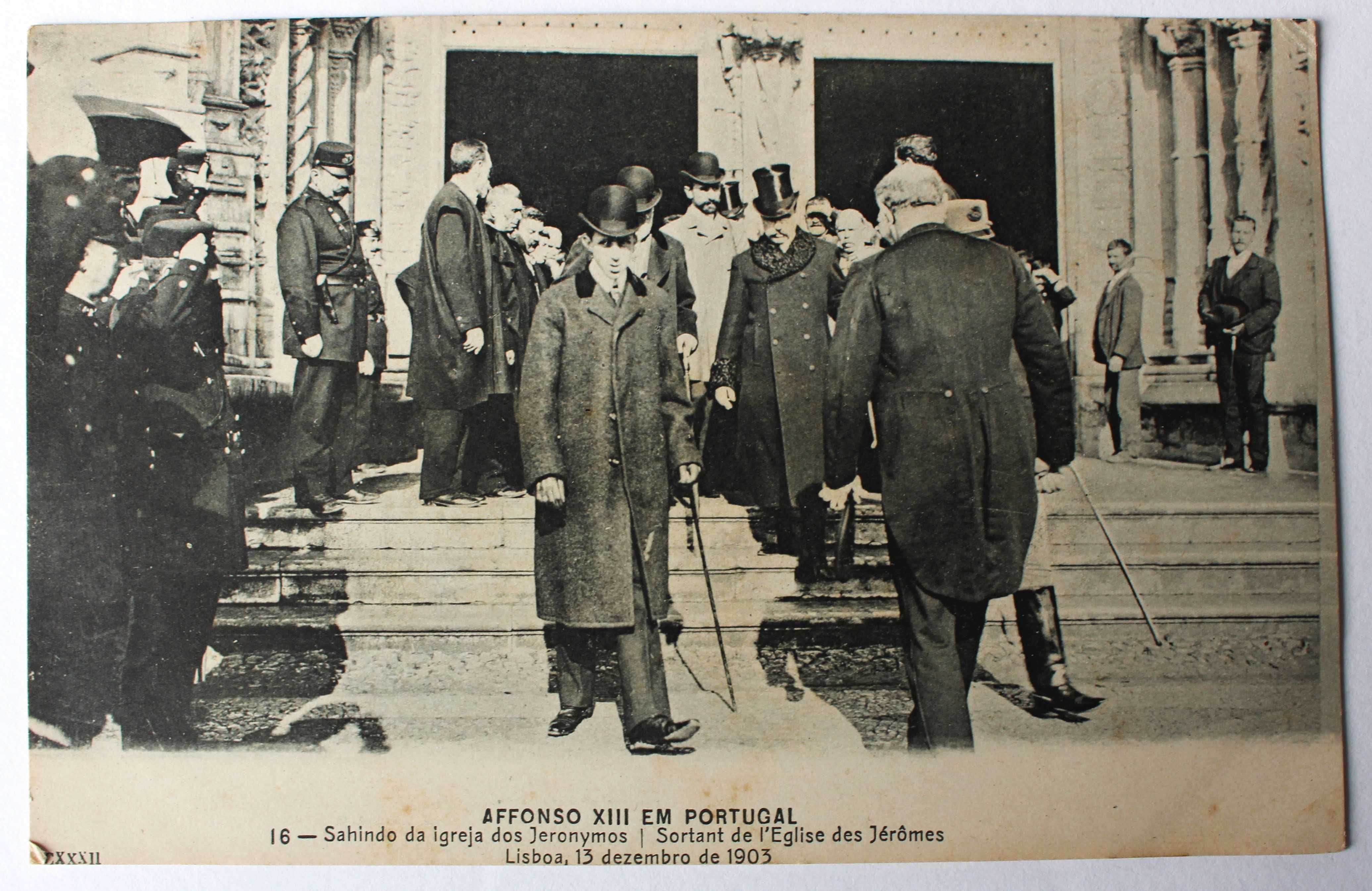 REIS AFONSO XIII E D. CARLOS SAINDO DOS JERÓNIMOS 1903