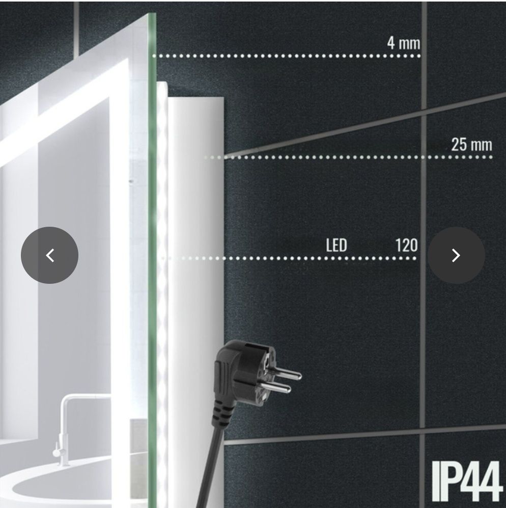 Nowe Lustro 120x60cm LED, zegar