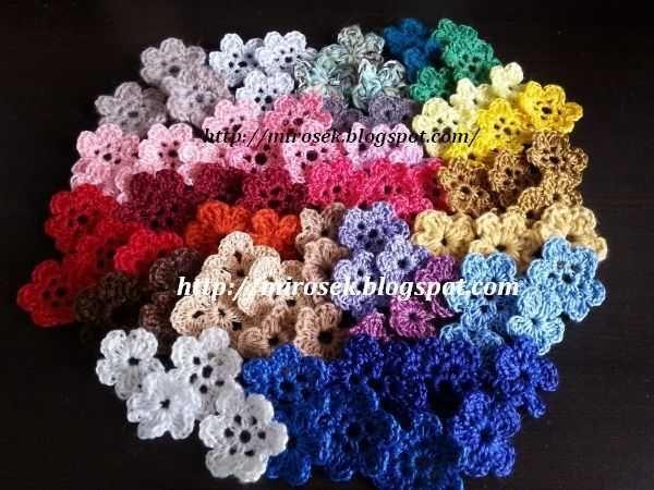 Kwiaty na szydełku zestaw 10 szt