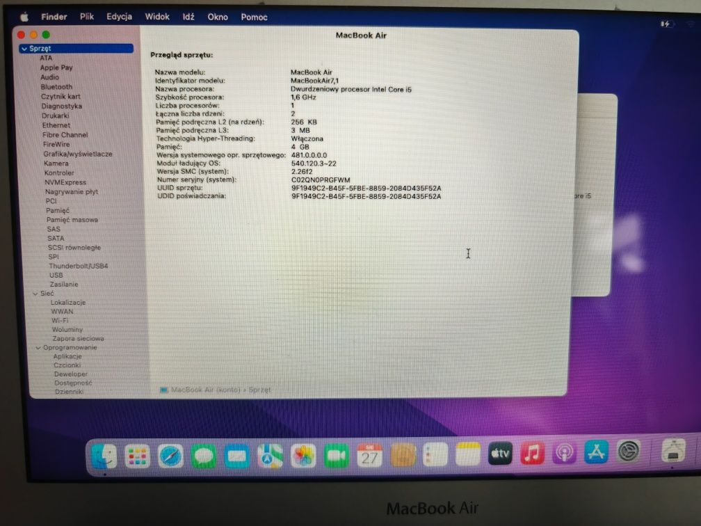 Macbook Air 11,6 inch / 1,6GHz / 4GB / 128GB