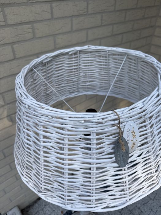 Stara drewniana PRL lampa w stylu Boho Vintage ratan rattan