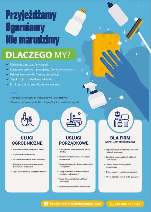 Sprzątanie Biur, Mieszkań, Lokali, Terenów zewnętrznych–Łódź i okolice